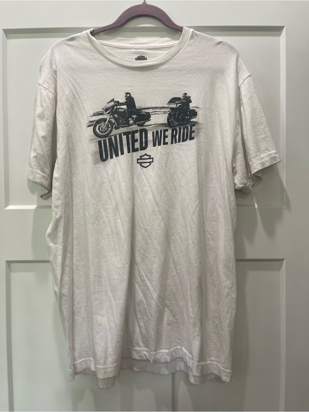 Harley-Davidson White 'United We Ride' Short Sleeve Tee with Motorcycle Graphic